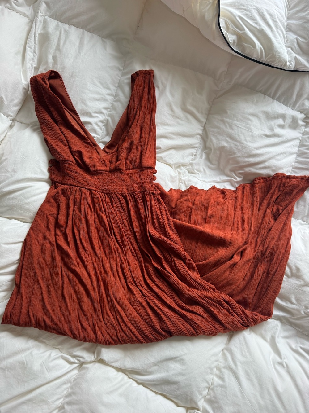 Sleeveless V-Neck Maxi Dress in Terracotta
